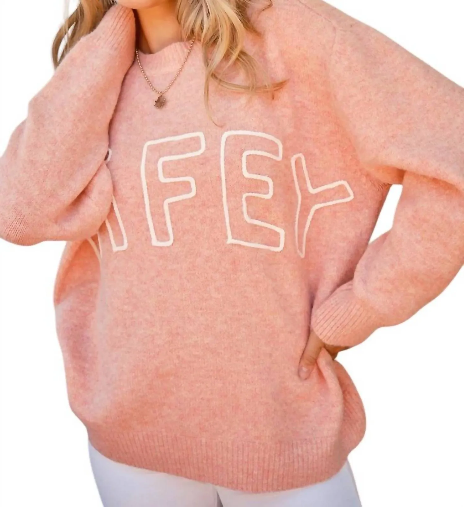 And The Why - Wifey Heart Embroidered Sweater