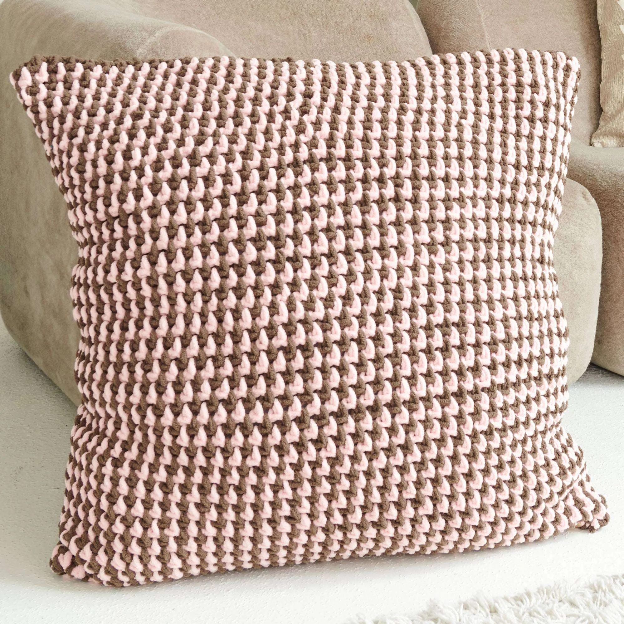 Bernat Crochet Granite Stitch Pillow Cover