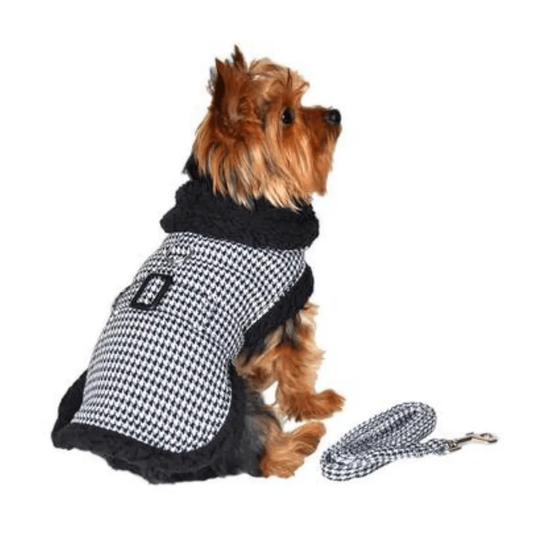 Black and White Classic Houndstooth Dog Coat