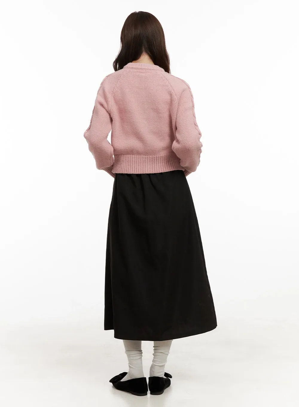 Cable Knit Buttoned Cardigan OD403