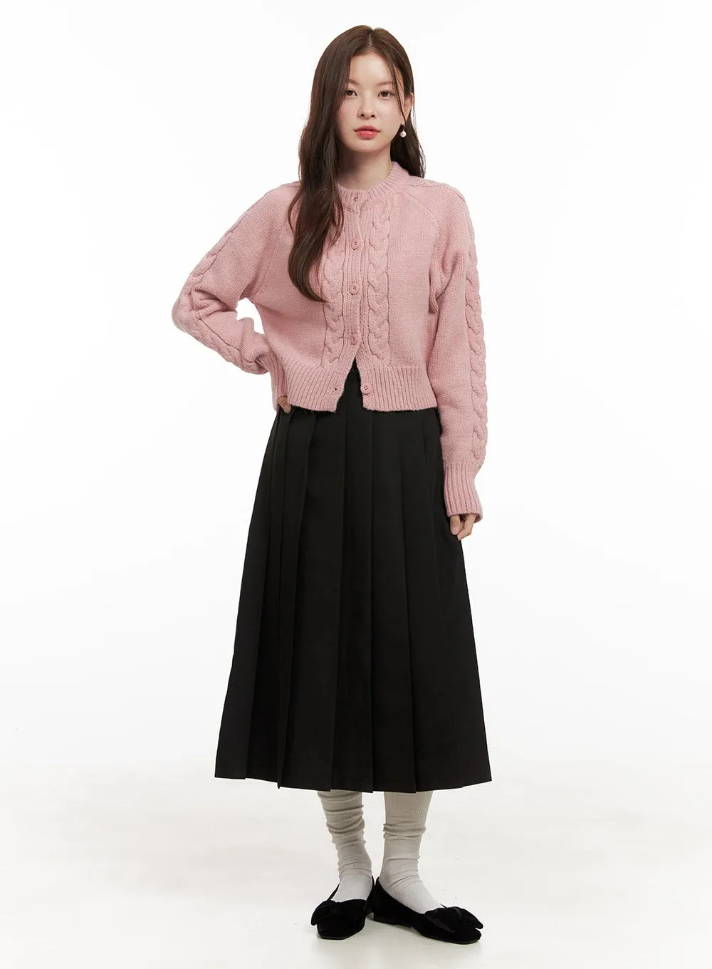 Cable Knit Buttoned Cardigan OD403