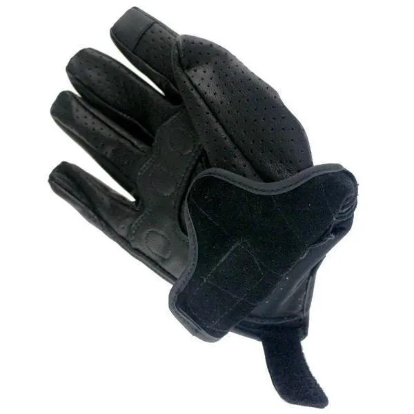 Carbon Armor Black Leather Biker Gloves