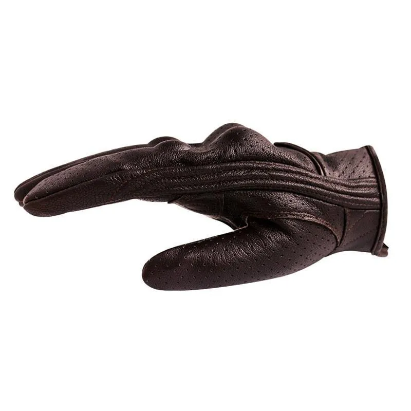 Carbon Armor Brown Leather Biker Gloves