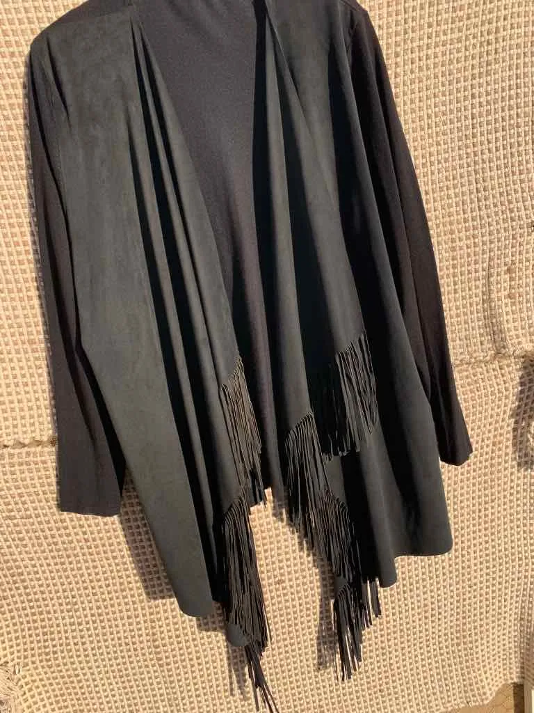 Classic Black Fringed Cardi - XXL
