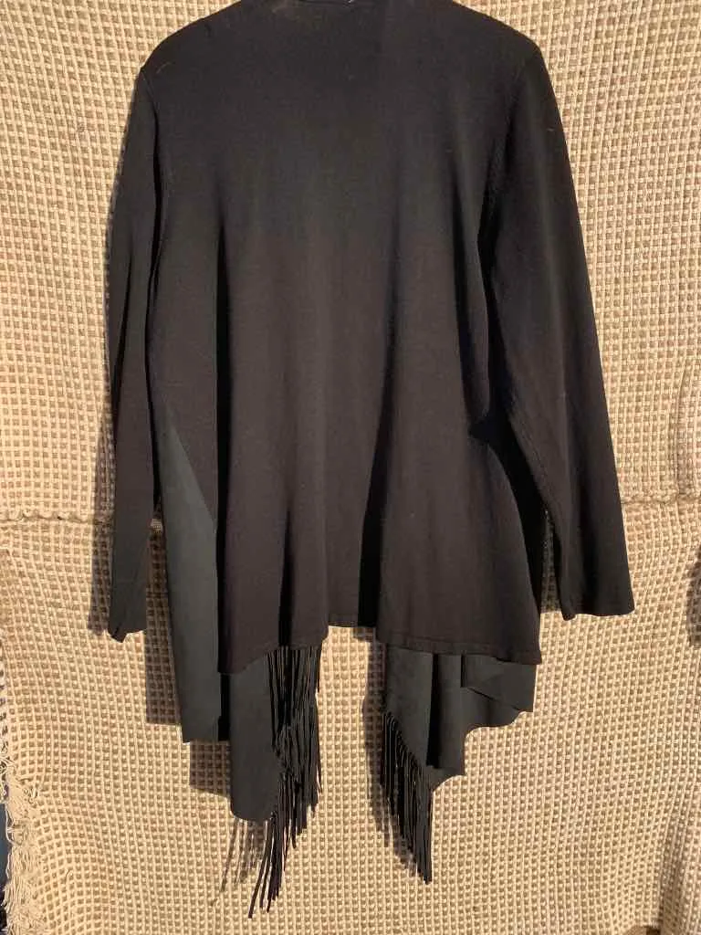 Classic Black Fringed Cardi - XXL