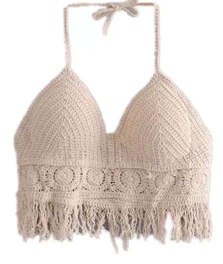 Coachella Fringed Crochet Bralette - Ivory