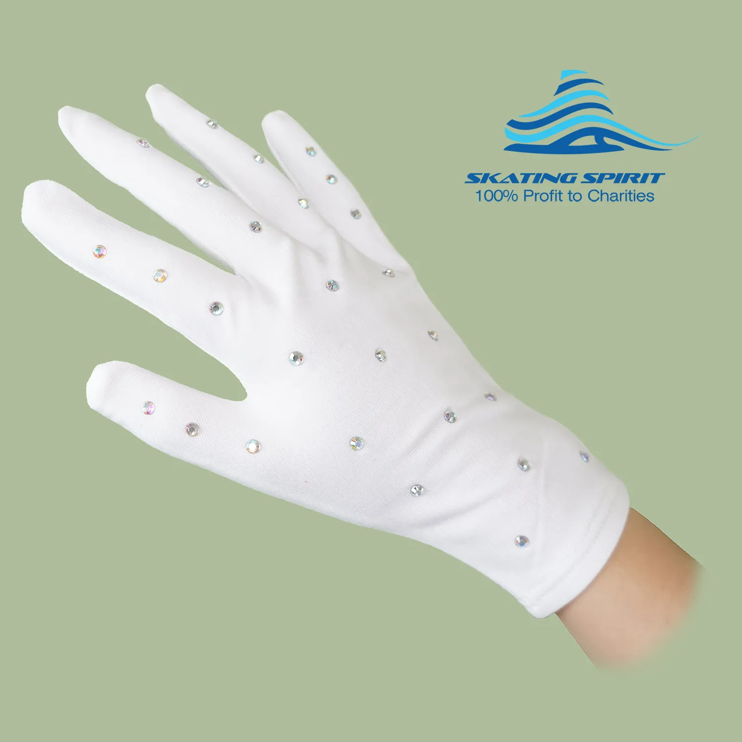 Figure Skating and Dancing Performance Gloves - With Rhinestone Decoration