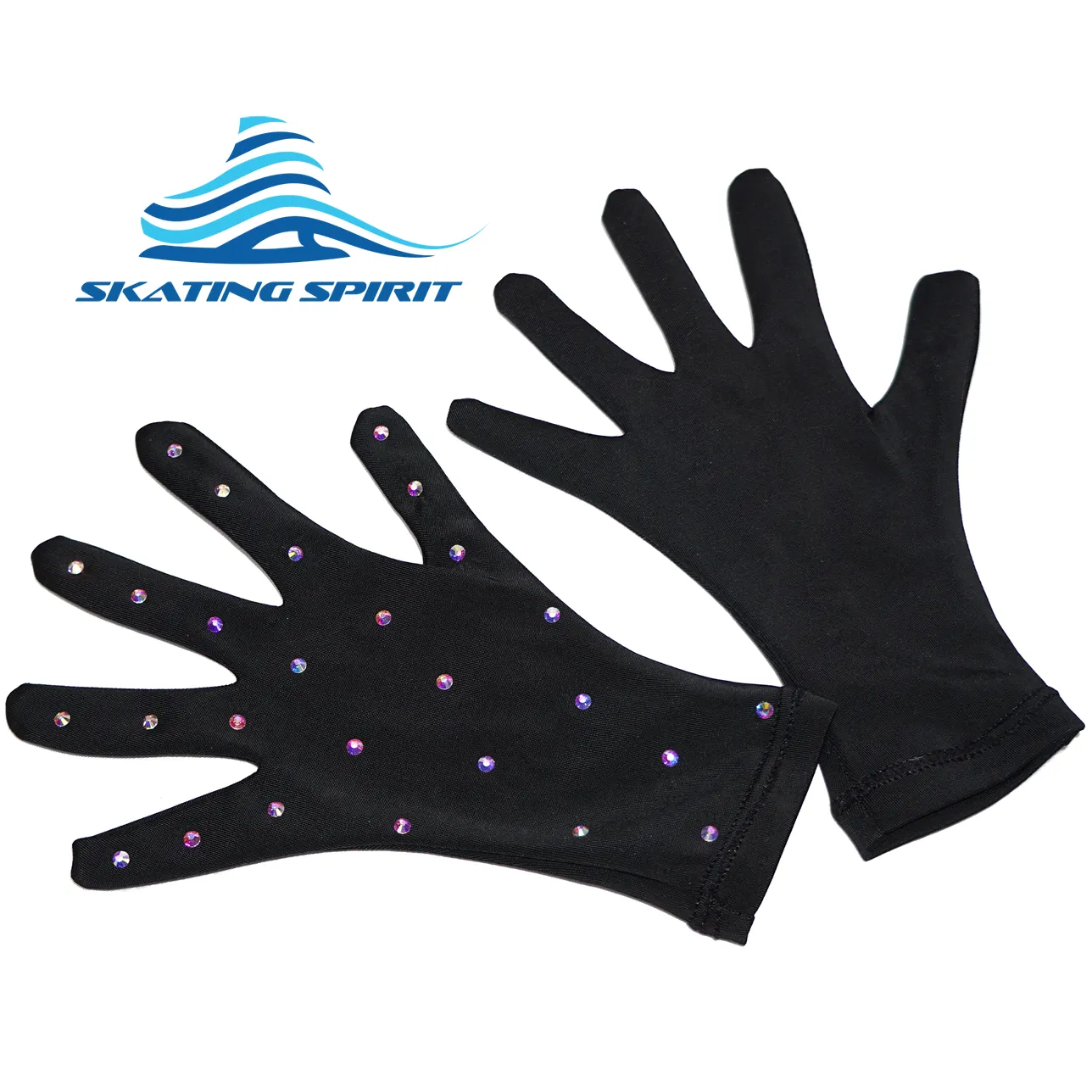 Figure Skating and Dancing Performance Gloves - With Rhinestone Decoration