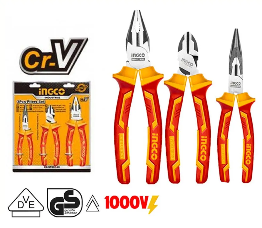 Ingco HIKPS28313 3pcs Insulated Pliers Set 1000V