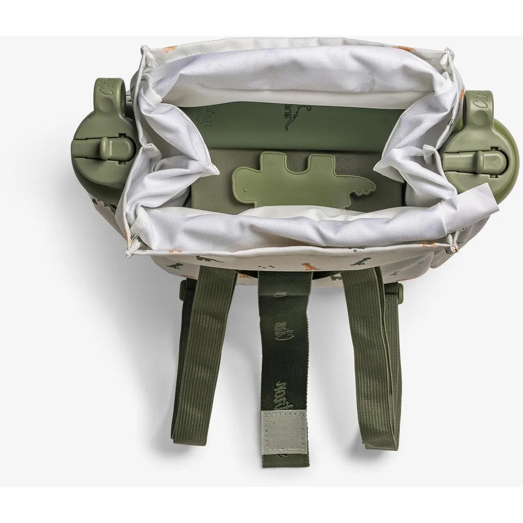 Insulated Roll-up Lunchbag - Dino Green