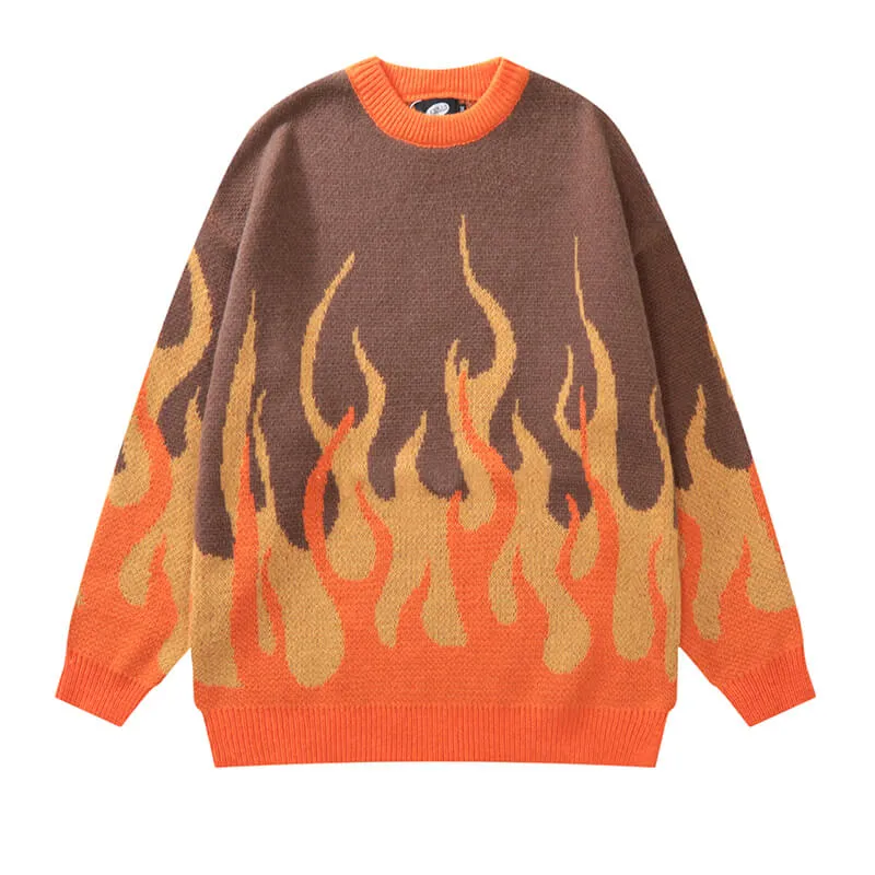 Light Blue Flame Aesthetic Sweater