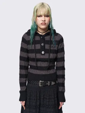 Noir Striped Knitted Hoodie