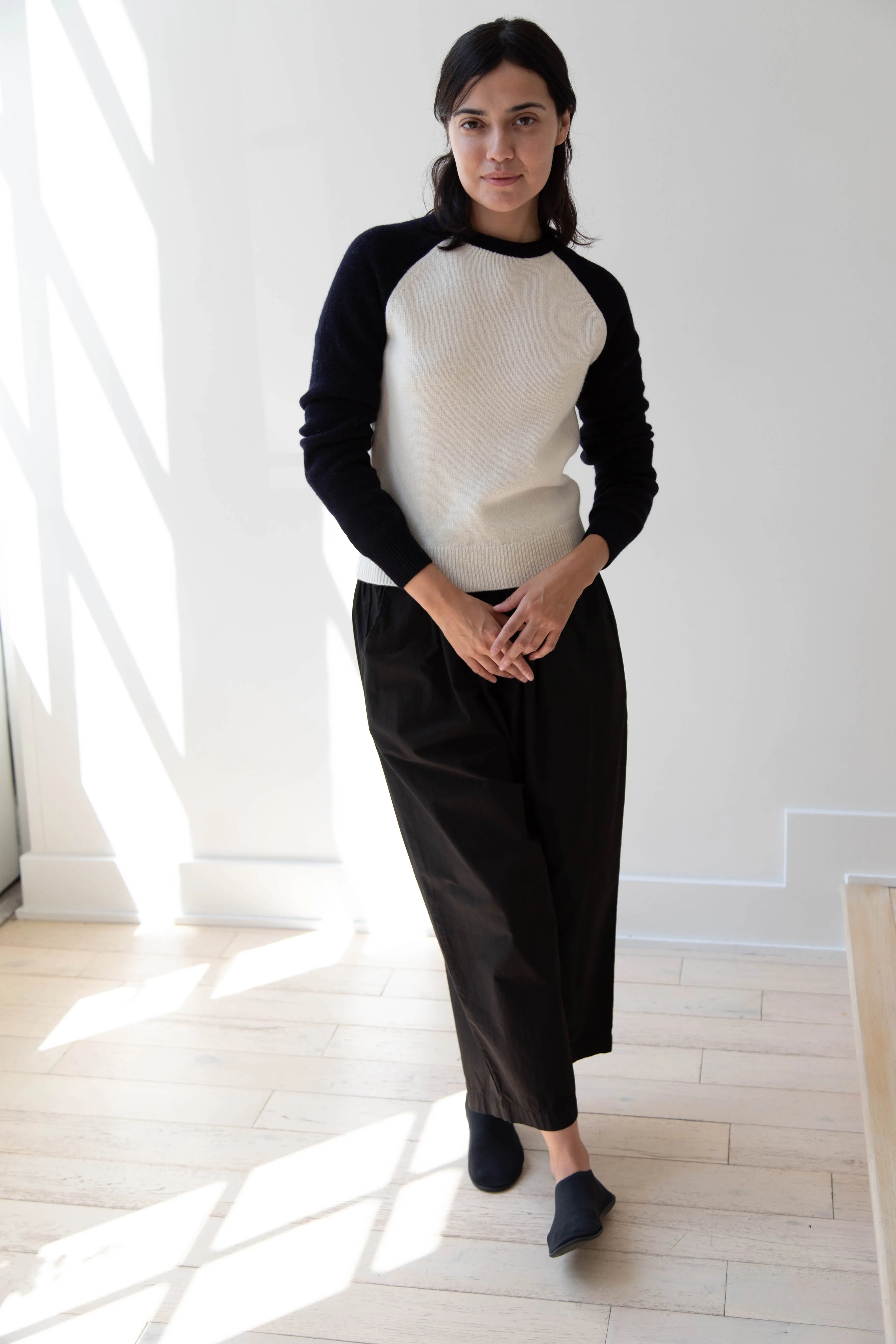 Nothing Written | Raglan Wool Sweater in White & Navy
