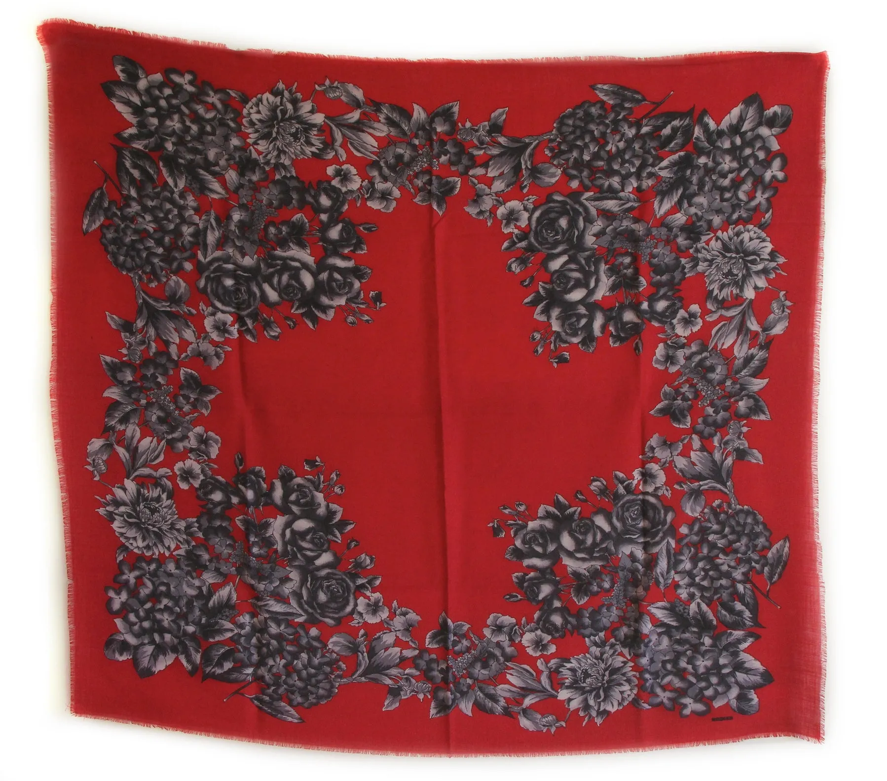 Rodier - Wool Floral Shawl 2154-3 Red