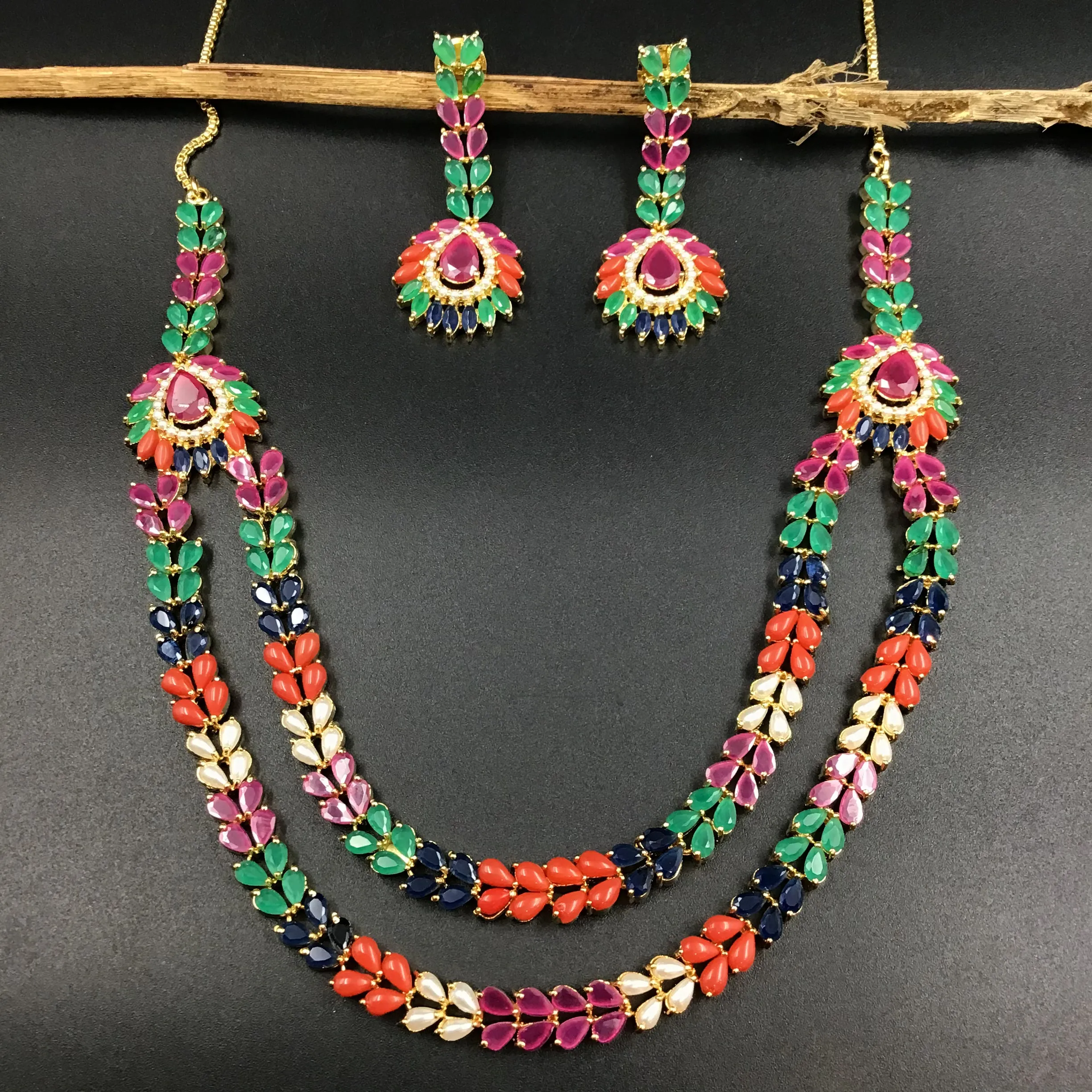 Round Neck Jadau Necklace Set 5993-65