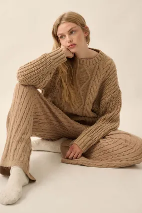 Together Forever Crewneck Cable Knit Sweater