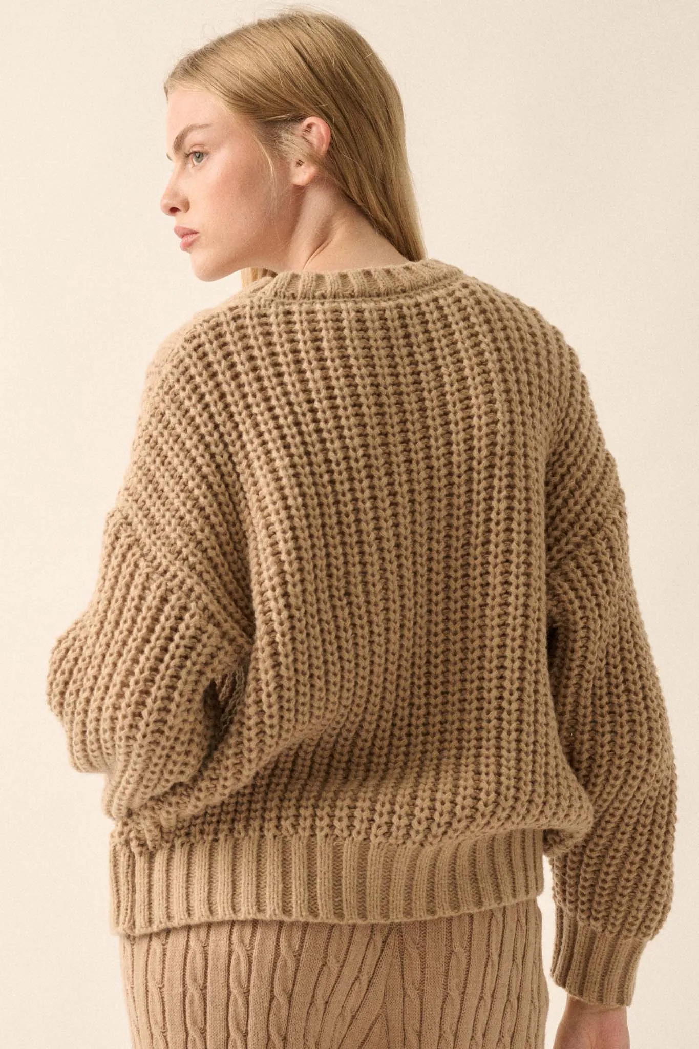 Together Forever Crewneck Cable Knit Sweater