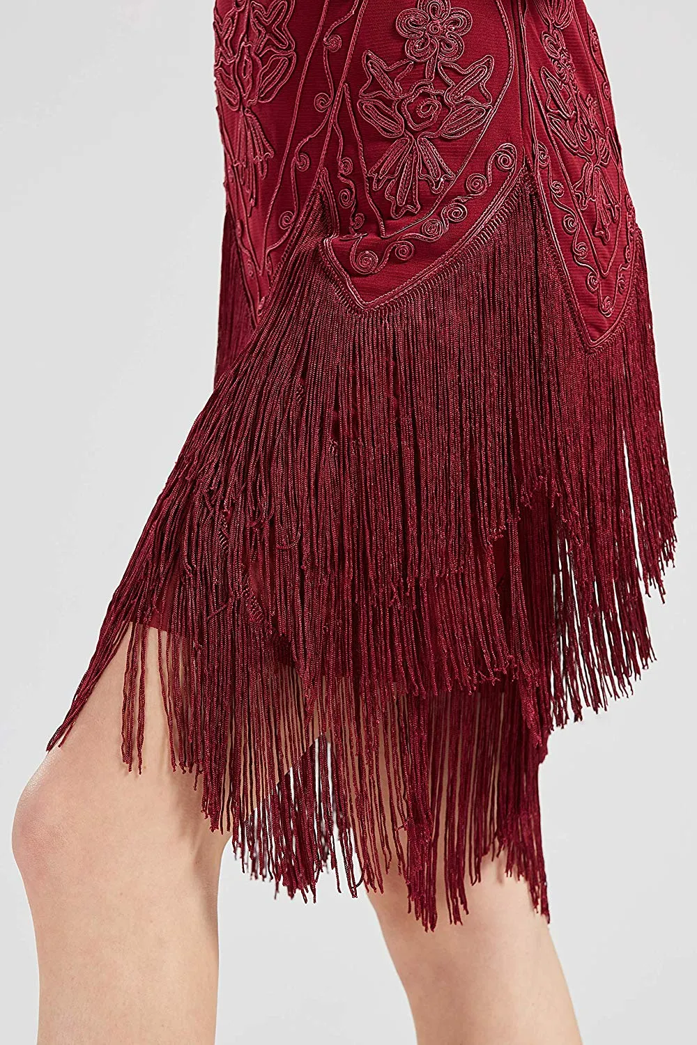 US STOCK Vintage Red 1920s Flapper Unique Dress Roaring 20s Great Gatsby Fringed Dress