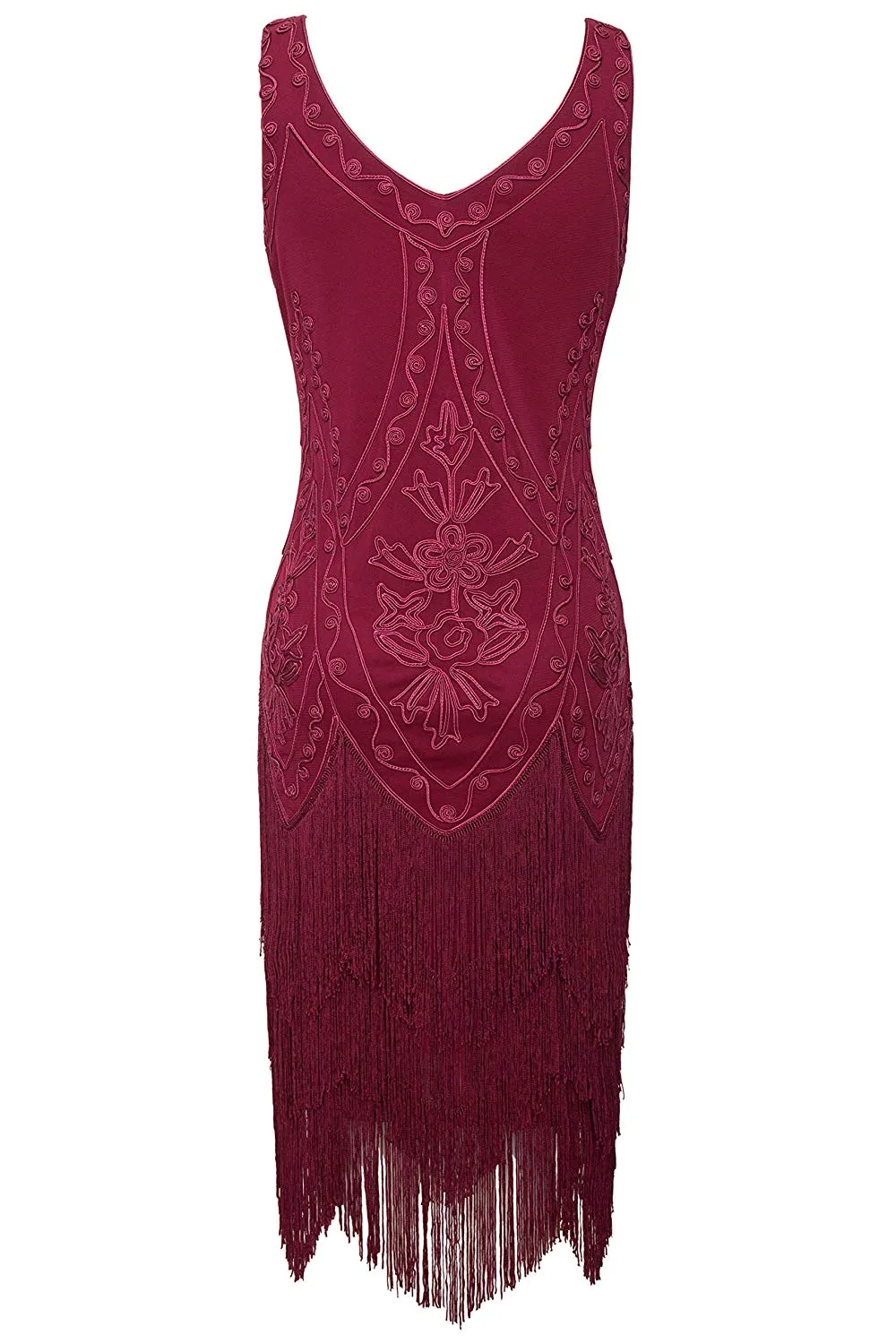 US STOCK Vintage Red 1920s Flapper Unique Dress Roaring 20s Great Gatsby Fringed Dress