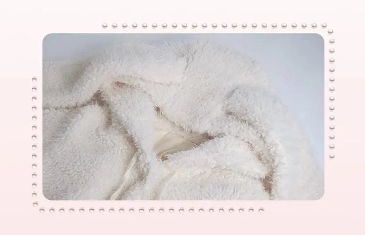 Yingtang~Plus Size Lolita Christmas Plush Coat Dress Set